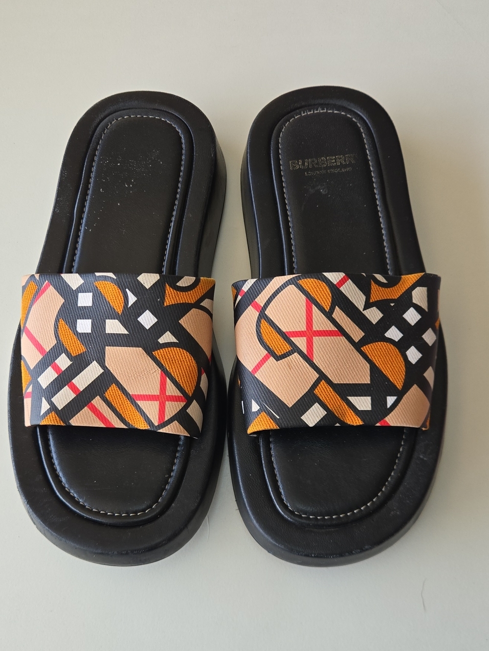 Burberry Black Embossed Logo Leather Sole
